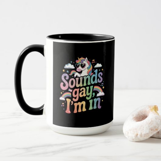 Mug Sounds gay Je suis dans LGBT pride arc-en-ciel uni (Avec donut)