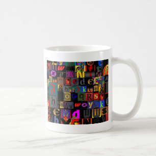 Mug Soupe Alphabet, conception de lettres en mosaïque,