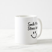 Mug Souriez Plus, Stress Moins Doodle Design (Devant droit)