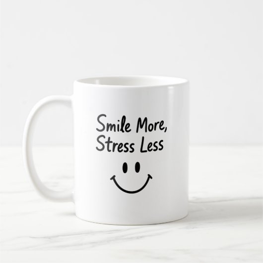 Mug Souriez Plus, Stress Moins Doodle Design (Gauche)