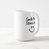 Mug Souriez Plus, Stress Moins Doodle Design (Devant droit)