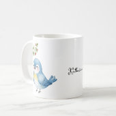Mug Sourire mignon Petit Oiseau bleu avec fraise (Devant gauche)