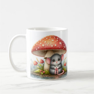 Mug Souris Bébé Sous Parapluie Champignons