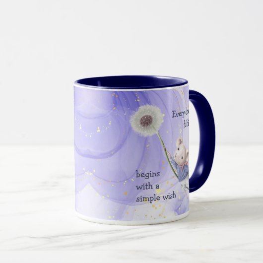 Mug Souris Dandelion Chaque Rêve Simple Inspirationnel (Devant droit)