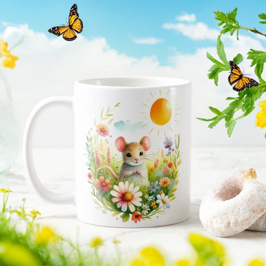 Mug Souris d'aquarelle de printemps - Bouchon d'enfant