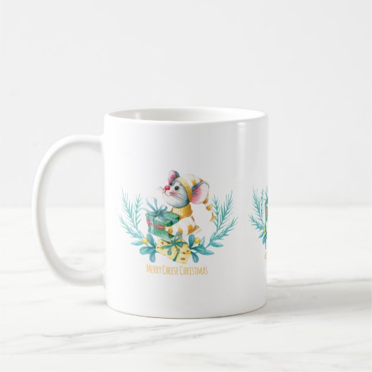 Mug Souris de Noël au fromage joyeux (Gauche)