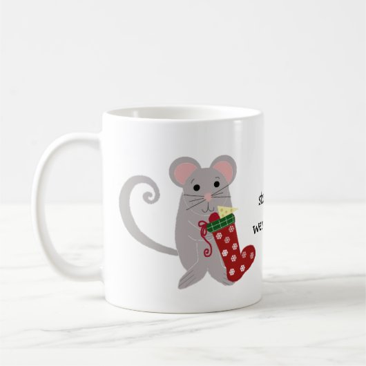 Mug Souris de Noël avec des bas (Gauche)