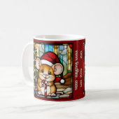 Mug Souris de Noël Faux Vitrail Personnalisable (Devant gauche)