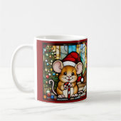 Mug Souris de Noël Faux Vitrail Personnalisable (Gauche)