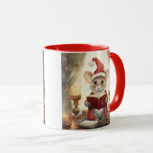 Mug Souris de Noël lisant (Devant droit)
