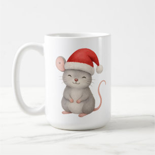 Mug Souris de Noël mignonne en chapeau de Père Noël