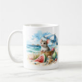 Mug Souris d'été aquarelle sur la plage (Gauche)