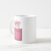 Mug Souris en poche. Version rose (Devant gauche)