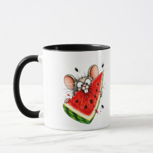 Mug Souris joyeuse mange pastèque
