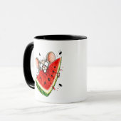 Mug Souris joyeuse mange pastèque (Devant gauche)