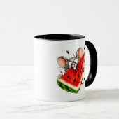 Mug Souris joyeuse mange pastèque (Devant droit)