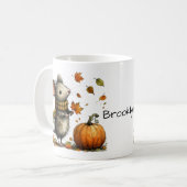 Mug Souris mignonne avec Citrouille et Feuille automne (Devant gauche)