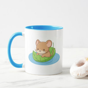 Mug Souris mignonne dans un bateau en feuille