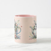 Mug Souris mignonne en théière florale Illustration (Centre)