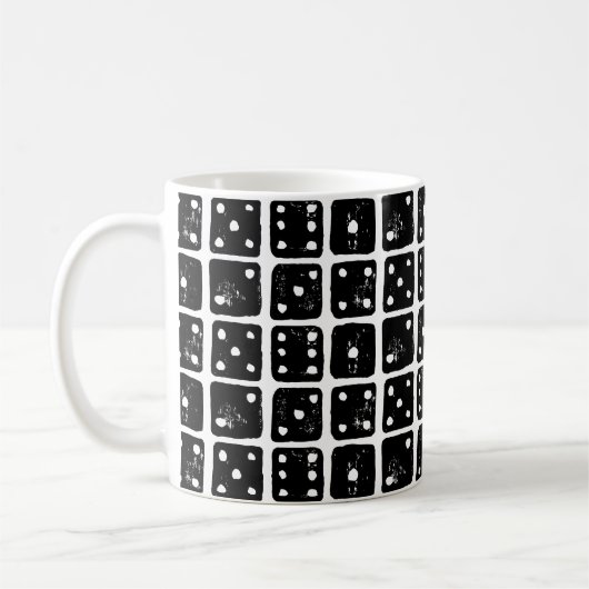 Mug Souris noir et blanc 1-6 Linocut rustique (Gauche)