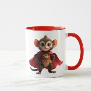 Mug Souris super-héros avec cape rouge et costume.