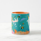 Mug Sous la mer dauphins et fête d'anniversaire fille (Centre)