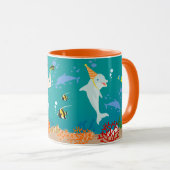 Mug Sous la mer dauphins et fête d'anniversaire fille (Devant droit)