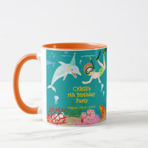 Mug Sous la mer dauphins et fête d'anniversaire garçon