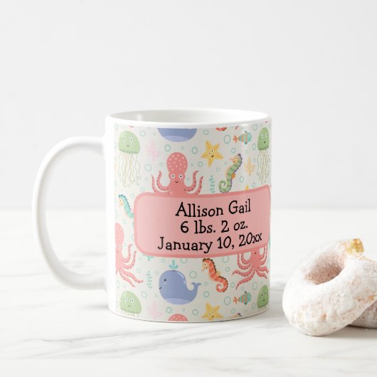 Mug Sous la mer Octopus Sea Horse Whale Starfish (Avec donut)