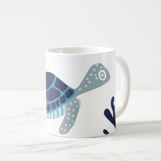 Mug Sous la mer - Tortue de mer (Devant droit)