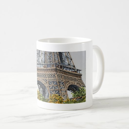 Mug Sous la Tour Eiffel – Dessin artistique à main lev (Devant droit)