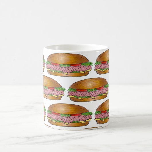 Mug Sous-marin Sandwich Ham Cheese Hoagie Sous-broyeur (Centre)