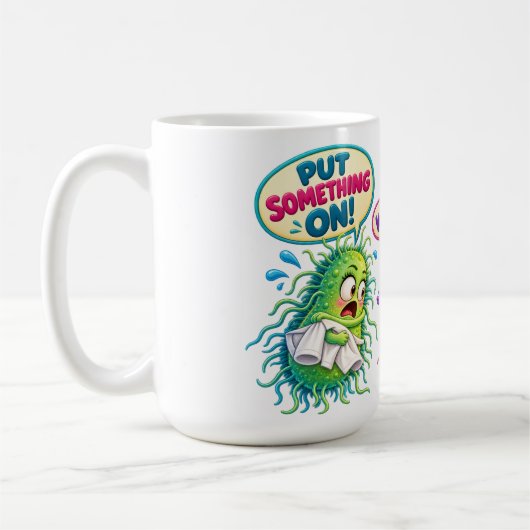 Mug Sous un microscope – Drôles de bactéries de microb (Gauche)