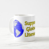 Mug Soutenir l'alphabétisation mondiale avec le globe  (Devant gauche)