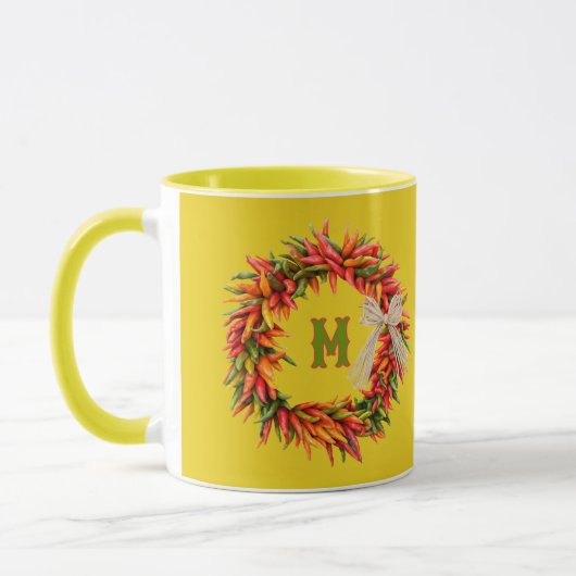 Mug Southwest Colorful Chile Wreath Personalized (Gauche)