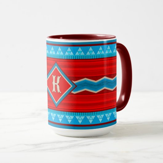 Mug Southwest River Canyon Red Turquoise Monogram (Devant droit)