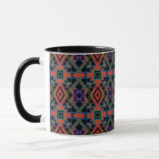 Mug Southwestern Symmetrical Tiled Pattern Line Art (Gauche)