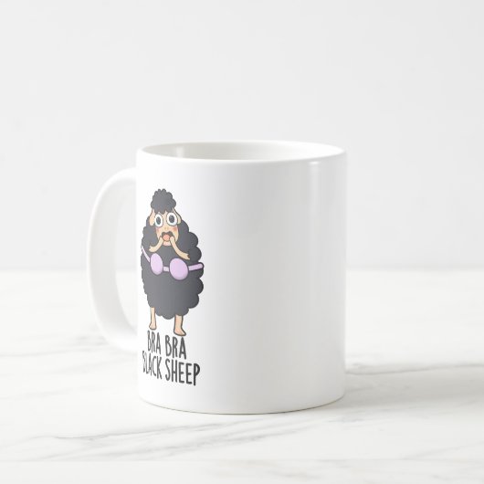 Mug Soutien-gorge Noir Mouton Drôle Animal Pun (Devant gauche)