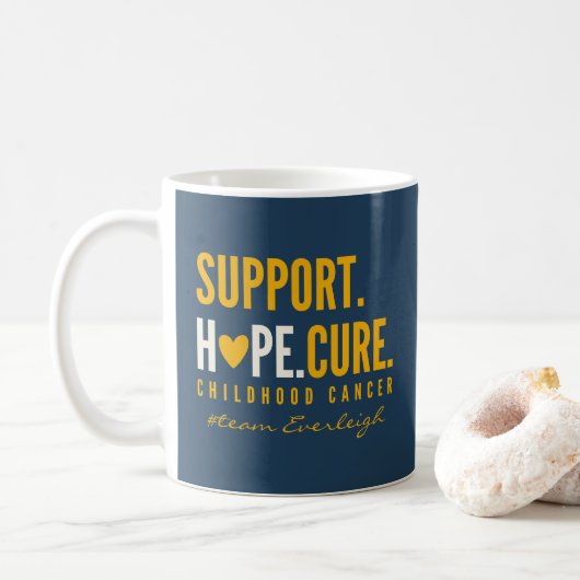 Mug soutien pour le cancer de l'enfance Nom personnali (Avec donut)