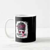 Mug Soutien Squad Messy Bun Pink Warrior Cancer du sei (Gauche)
