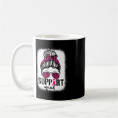 Mug Soutien Squad Messy Bun Pink Warrior Cancer du sei (Gauche)