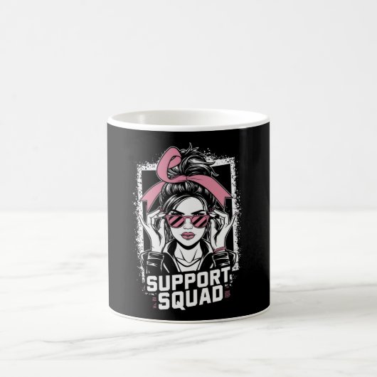 Mug Soutien Squad Messy Bun Pink Warrior Cancer du sei (Centre)