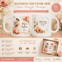 Mug Souvenir de Mariage Élégant 3D | Personnalisé