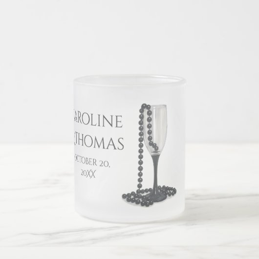Mug Souvenir de Mariage Élégant Design Perle (Centre)