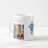 Mug Souvenir mémorial Croix d'or et fleurs (Devant gauche)