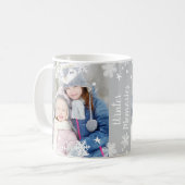 Mug Souvenirs d'hiver Snowflakes Deux photos (Devant gauche)