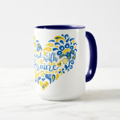 Mug Soyez avec l'Ukraine lettrage et coeur  (Devant droit)