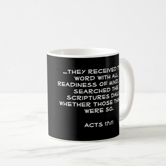Mug Soyez Beréen Apologetics Scripture Verse Black (Devant droit)