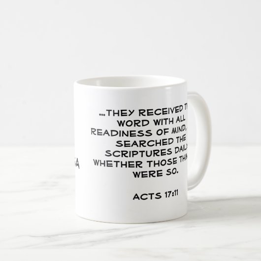 Mug Soyez Beréen Apologétique Bible Scripture Verse (Devant droit)