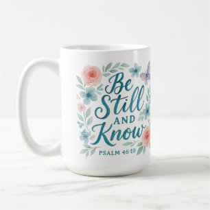 Mug Soyez calme et sachez Bleu Rose Aquarelle Floral